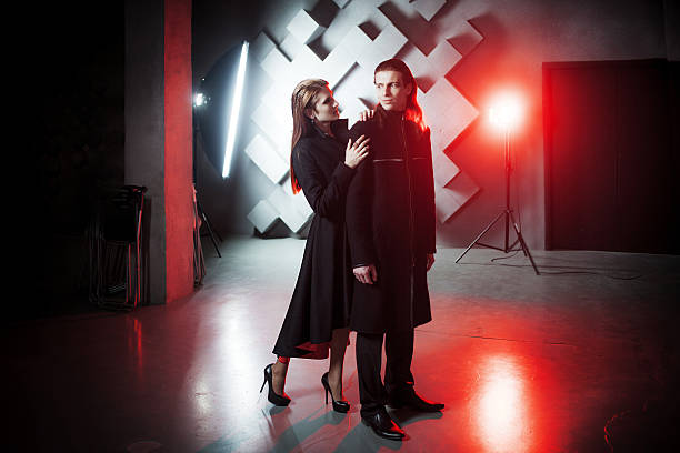 istock Couple in Studio, portrait with harsh light and the effect 489313964