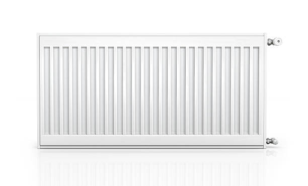 istock Radiator with thermostat isolated on white 489338348