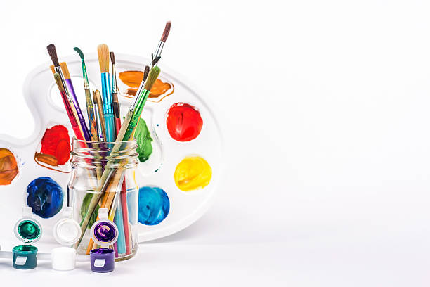 istock paints brushes, watercolour and paints palette isolated 489340286