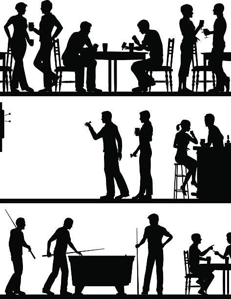 ilustraciones, imágenes clip art, dibujos animados e iconos de stock de bar game siluetas - men inside of suit silhouette