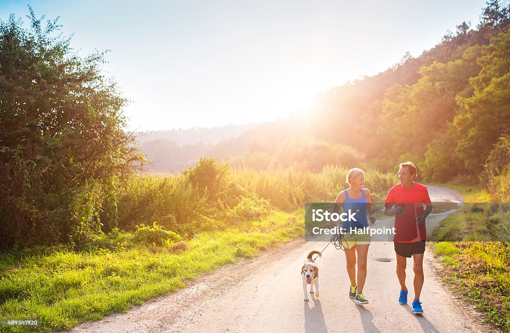 Altes Paar running - Lizenzfrei Fitnesstraining Stock-Foto