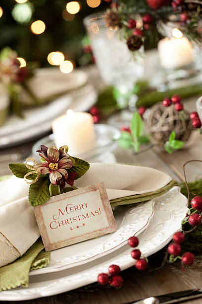 istock Elegant Christmas Dining Table With a Place Card 489341990