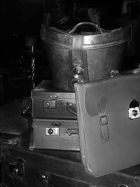 istock leather satchel leather hat box leather suitcase 489343138