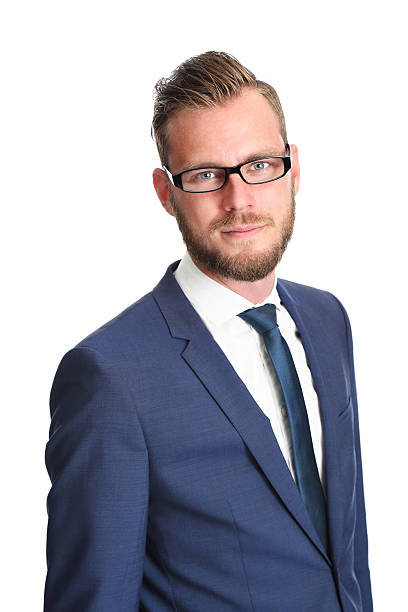 istock Handsome businessman in a blue suit 489346112