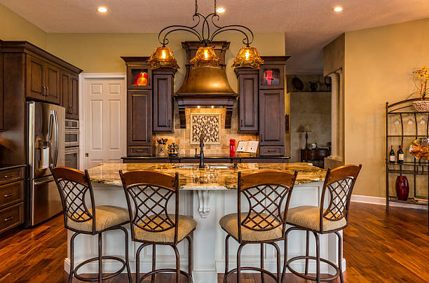 istock New Remodeled Modern Kitchen with Breakfast Bar 489348900