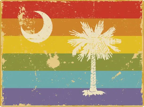 Vector illustration of Gay Pride Flag - South Carolina