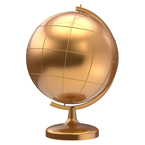 istock Globe planet Earth golden blank shiny geography icon 489350300