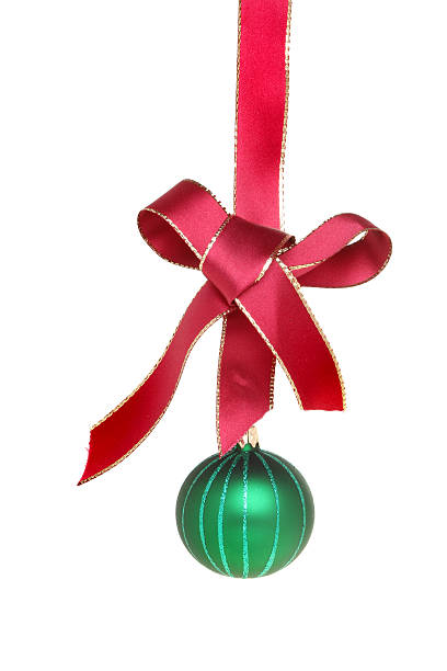 istock Green bauble red ribbon 489352220