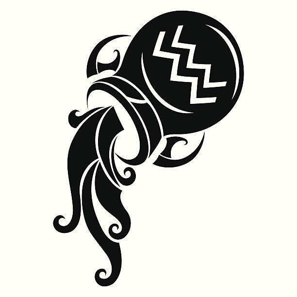 aquarius sternzeichen - griechisches tattoo stock-grafiken, -clipart, -cartoons und -symbole
