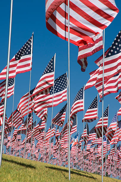 American Flags waving in the breeze