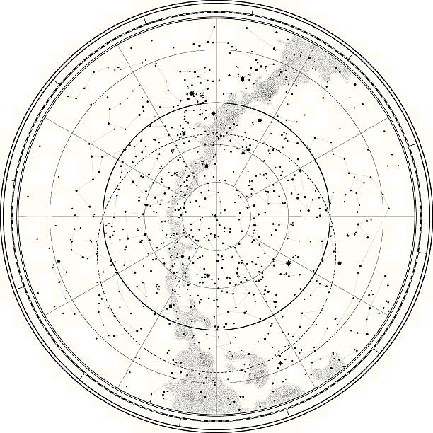 astronomische celestial karte - koordination stock-grafiken, -clipart, -cartoons und -symbole
