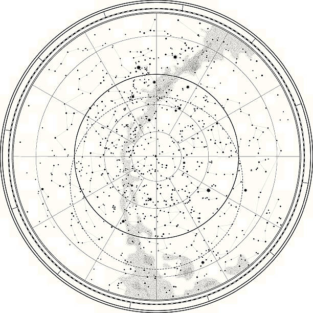 ilustrações de stock, clip art, desenhos animados e ícones de mapa celeste astronómica - coordination