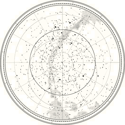 Astronomical Celestial Map of Northern Hemisphere (detailed outline Chart EPS-10)