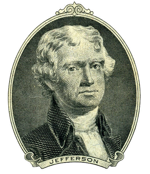 président thomas jefferson portrait (tracé de détourage) - thomas jefferson photos et images de collection