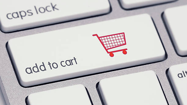 istock Add to Cart Keyboard Button with Red Shopping Cart 489357501