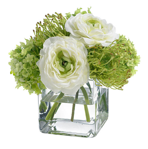 istock Small mixed cream and green bouquet on white background 489358091
