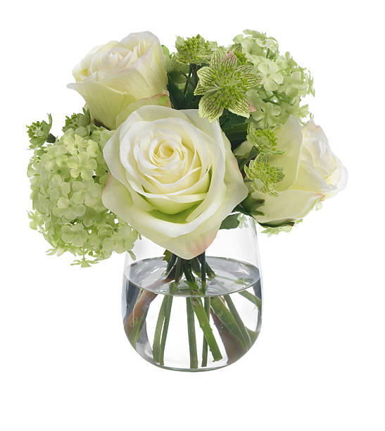 istock Snowball and Rose bouquet on white background 489358117