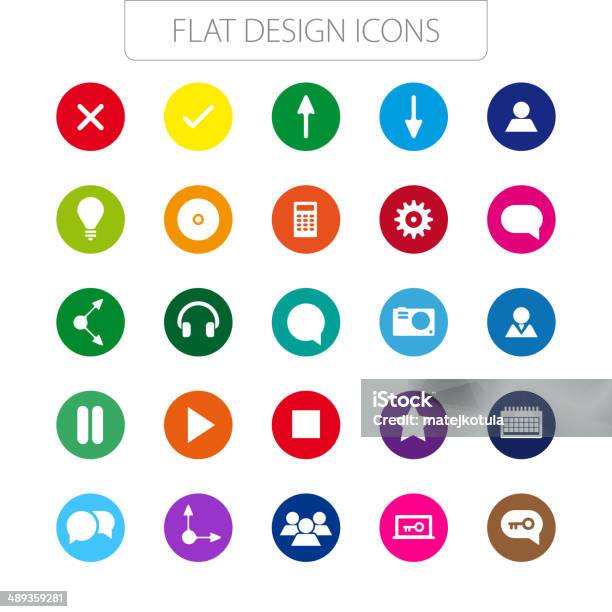 Flat Design Icons Pack Simple Line Thin Icon Set Stock Illustration - Download Image Now