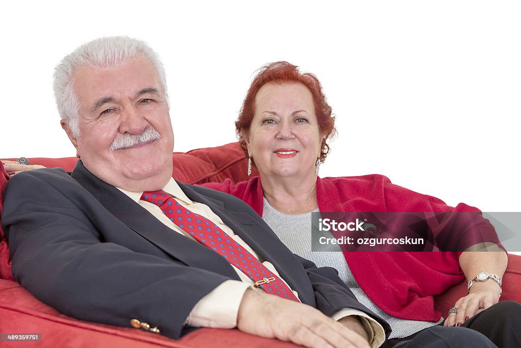 Elegante Casal Idoso em vermelho - Royalty-free Adulto Foto de stock
