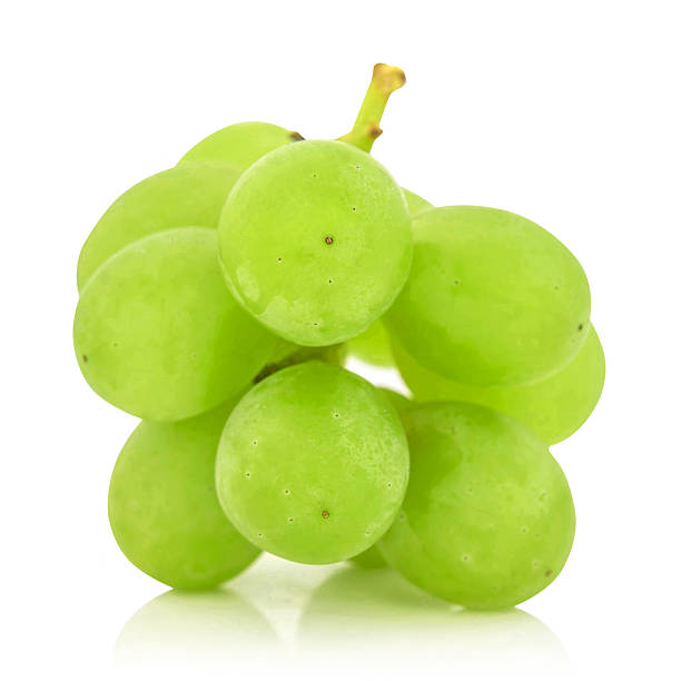 istock Green grape bunch isolated on white background cutout 489360665