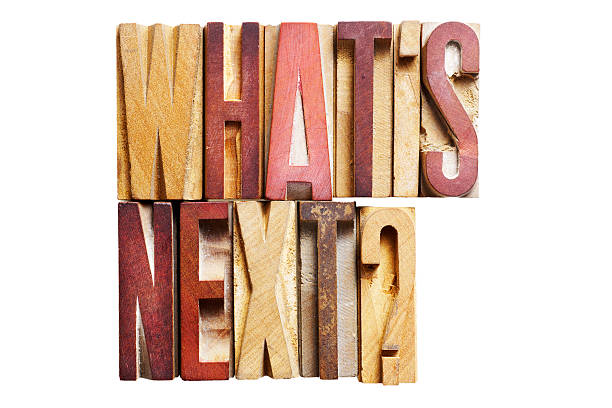 istock WHAT'S NEXT? short phrase old letterpress printing blocks 489360891
