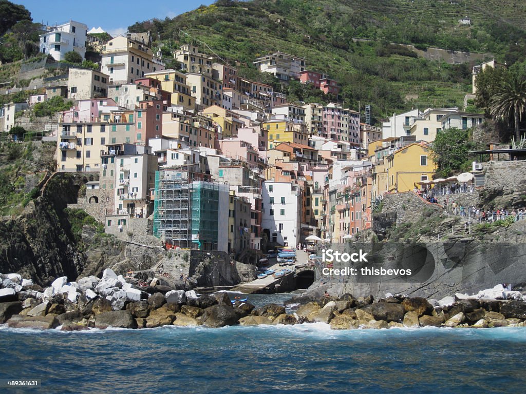 Riomaggiore, Cinque Terre, Italy View of Riomaggiore in Italy. Riomaggiore forms part of the Cinque Terre National Park. Cinque Terre Stock Photo