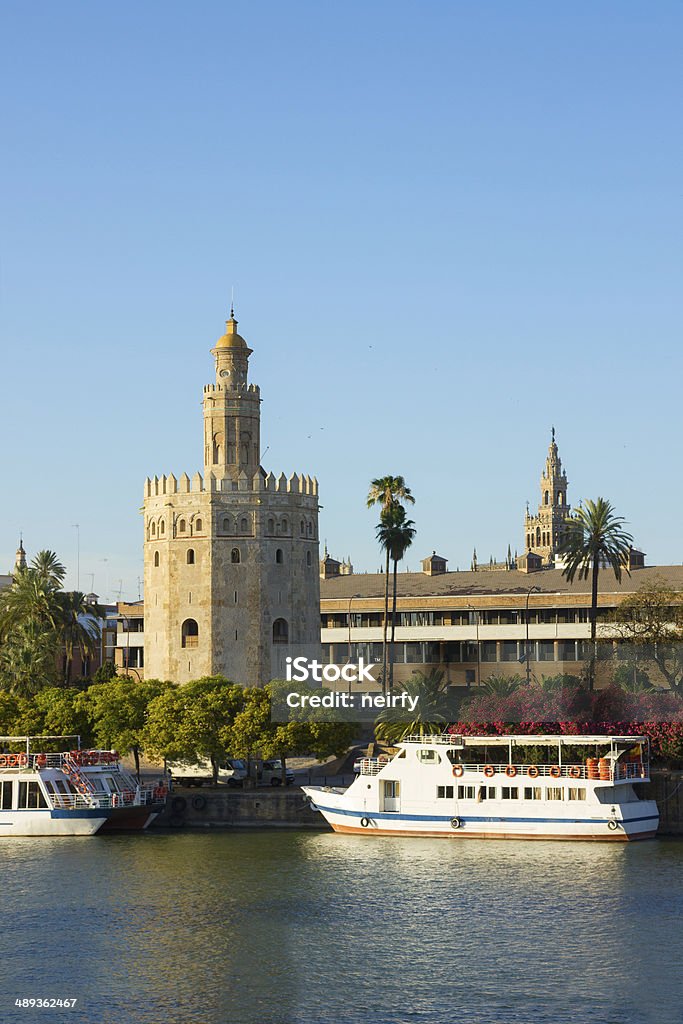 Golden Tower (Torre del Oro) of Sevilla, Spain cityscape of Sevilla with Golden Tower (Torre del Oro), Andalusia, Spain Andalusia Stock Photo