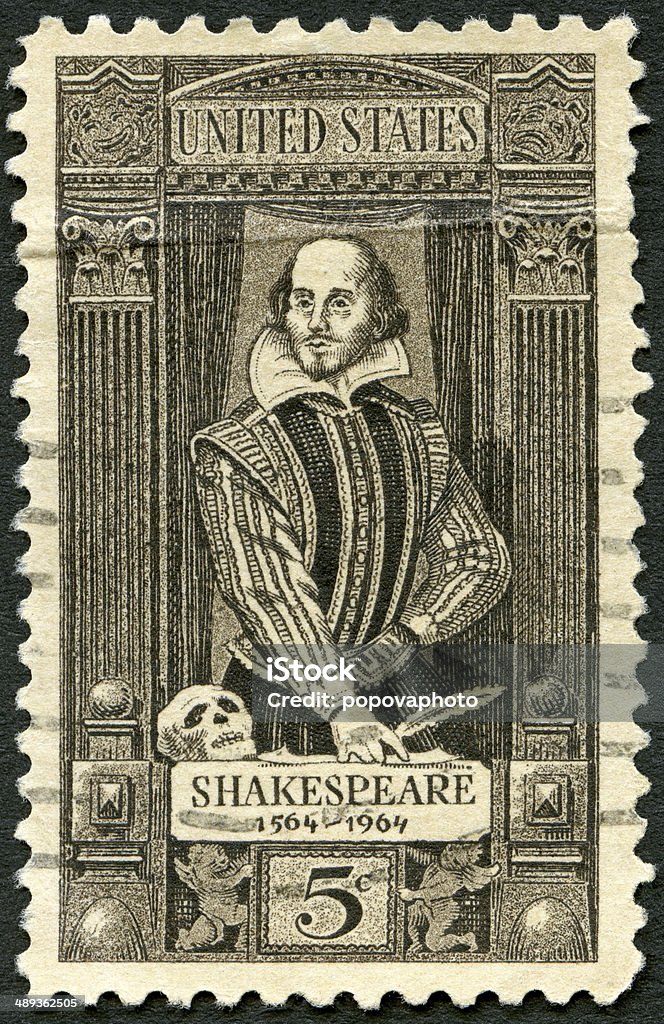 Postage stamp USA 1964 shows William Shakespeare 1564-1616 Postage stamp United State of America 1964 printed in USA shows William Shakespeare (1564-1616), 400th birth anniversary, circa 1964 William Shakespeare Stock Photo