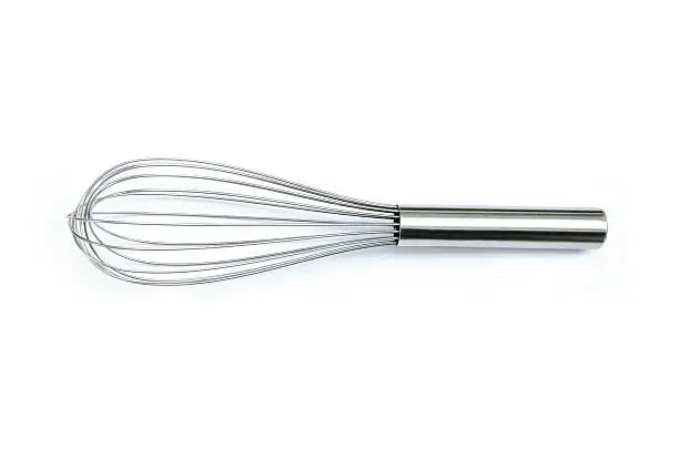 stainless balloon whisk isolated in white background