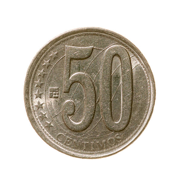 istock fifty centavo coin Bolivia isolated on white background. top vi 489380724