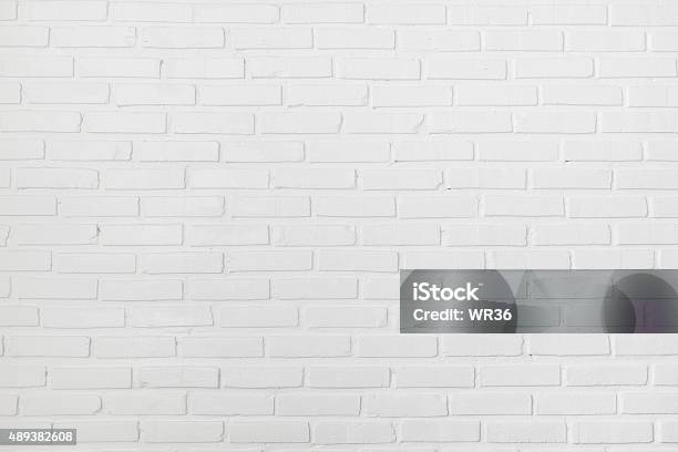 White Brick Wall For Background Or Texture Stock Photo - Download Image Now - 2015, Backgrounds, Brick