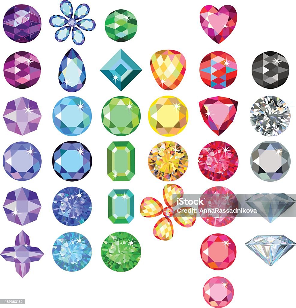 Set of colored gems Set of colored gems isolated on white background, vector illustration Jewelry stock vector