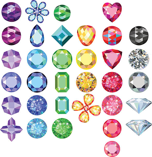 Set of colored gems Set of colored gems isolated on white background, vector illustration diamond gemstone stock illustrations