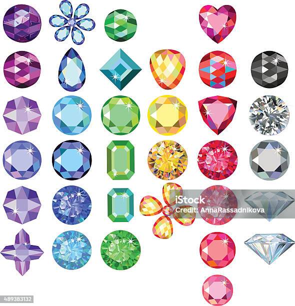 Set Of Colored Gems Stock Illustration - Download Image Now - Jewelry, Gemstone, Diamond - Gemstone