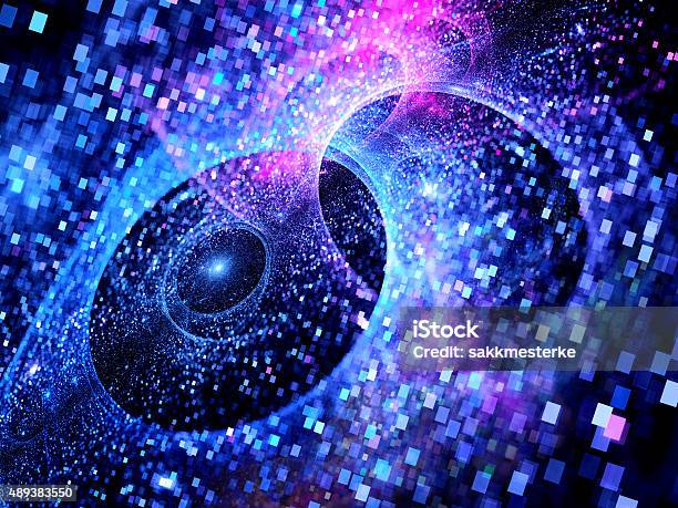 Blue Glowing Multiverses In Space Stock Photo - Download Image Now - Data, Flowing, 2015