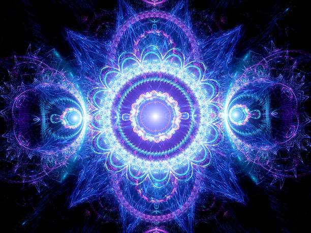 istock Blue glowing mandala fractal 489383730