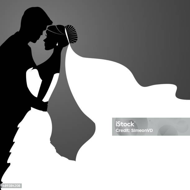 Bride And Groom Silhouette Wedding Stock Illustration - Download Image Now - Wedding, Couple - Relationship, In Silhouette