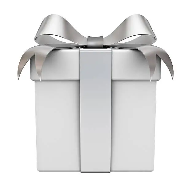 Photo of Gift box with silver ribbon bow
