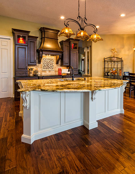 istock New Remodeled Modern Kitchen Featuring Island and Breakfast Bar 489386092
