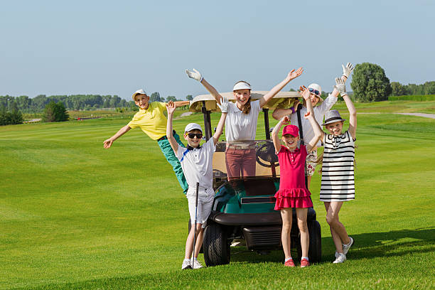 Kids golf competition stock photo