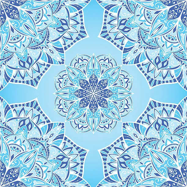 Vector illustration of Winter background with mandalas.