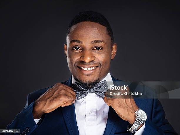 Handsome African American Stylish Man Stock Photo - Download Image Now - African Ethnicity, African-American Ethnicity, Bow Tie