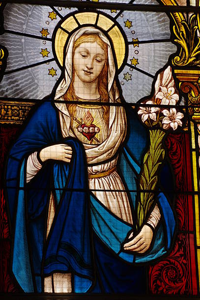 istock Virgin Mary church stained-glass windows 489387874