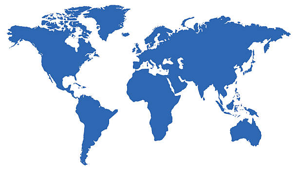 Blue World map vector art illustration