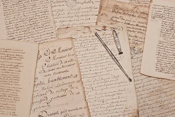 istock Antique manuscript, nib pen and wax stamp 489387942