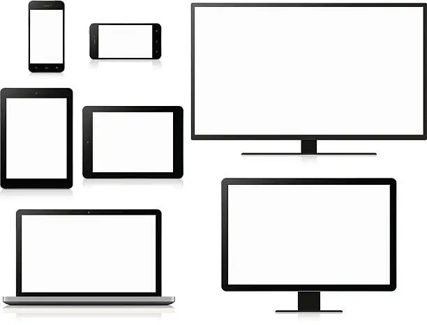 Vector illustration of Electronic devices with blank screens
