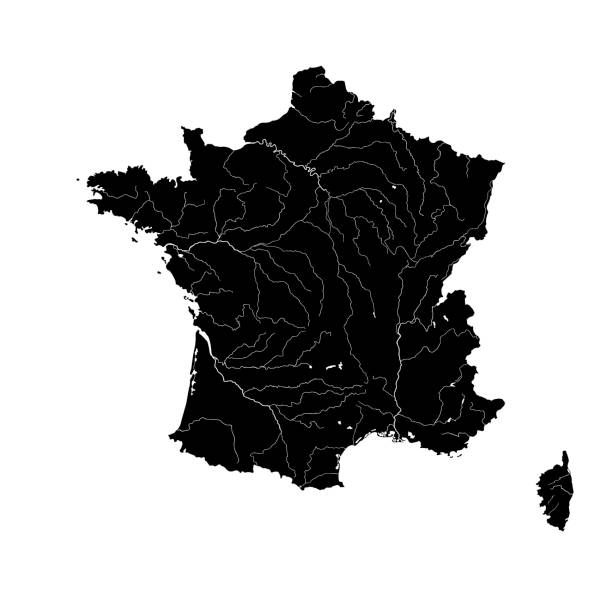 istock Map of France with rivers. 489388350