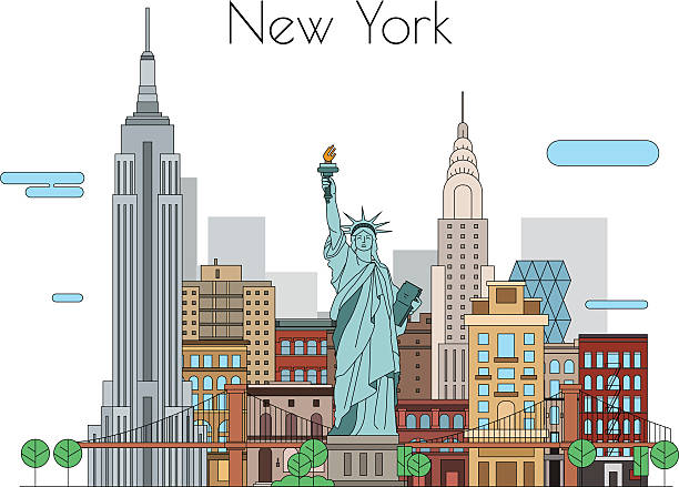 ilustraciones, imágenes clip art, dibujos animados e iconos de stock de vector ciudad - new york city