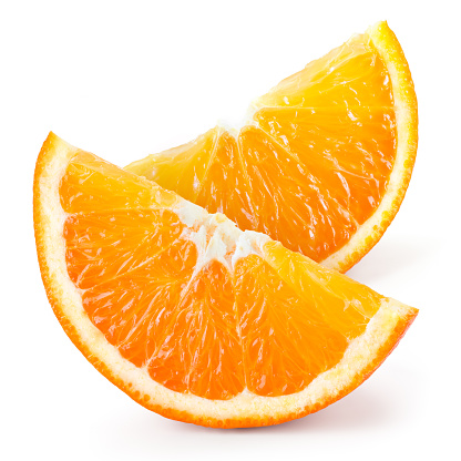 Orange fruit. Slices isolated on white