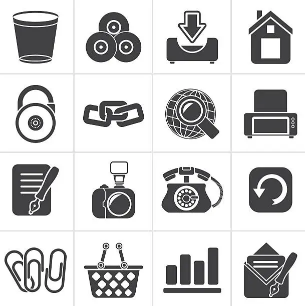 Vector illustration of Black Website and internet icons